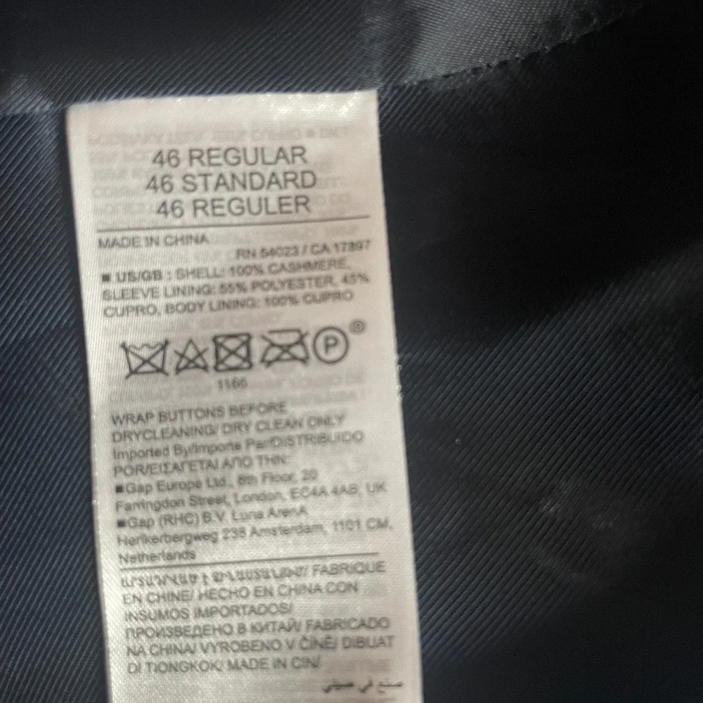 Banana Republic Men's 46R Tailored Slim 100% Cashmere Navy Blazer Balli Italy